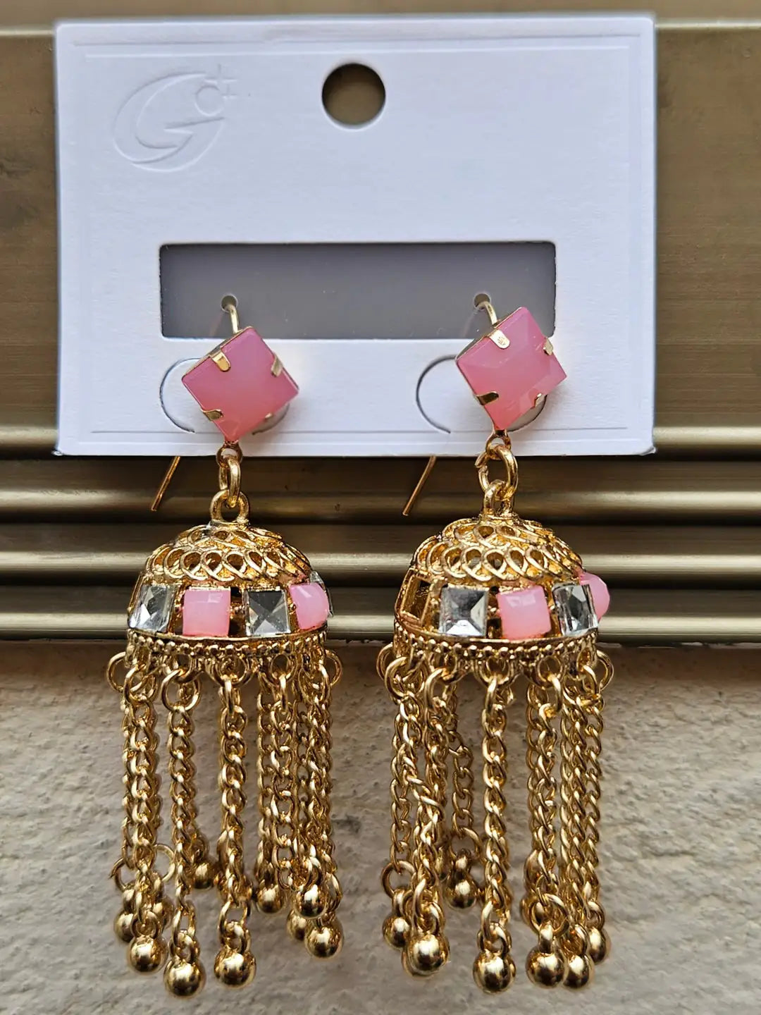 Kashmiri Traditional Gold-Plated Tassel Jhumkas with Premium Stone Accents – Ethnic Bridal & Party Wear Earrings