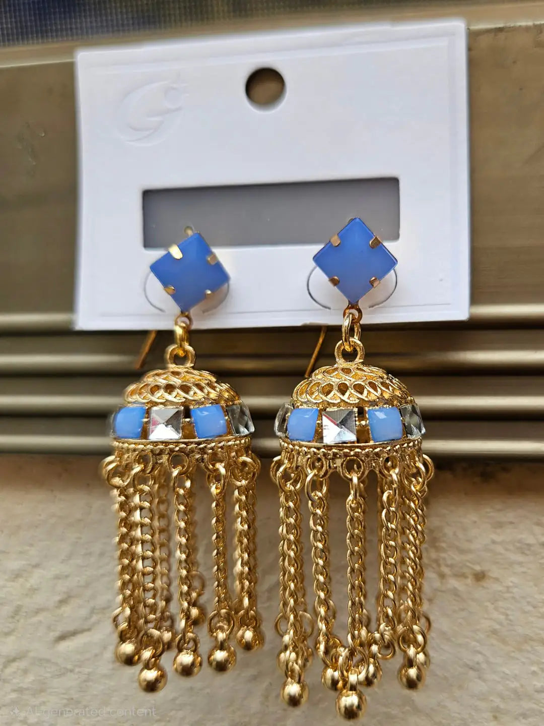 Kashmiri Traditional Gold-Plated Tassel Jhumkas with Premium Stone Accents – Ethnic Bridal & Party Wear Earrings
