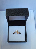 Elegant Golden Adjustable Open-End Ring – Unique Dual-Sided Crystal & Textured Pattern Ring