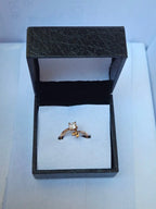 Elegant Golden Adjustable Open-End Ring – Unique Dual-Sided Crystal & Textured Pattern Ring