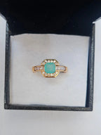 Royal Emerald-Cut Adjustable Halo Ring – Premium Gold-Plated Statement Ring for Women & Girls