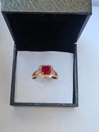 Royal Emerald-Cut Adjustable Halo Ring – Premium Gold-Plated Statement Ring for Women & Girls