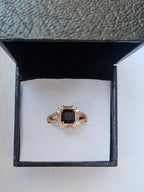 Royal Emerald-Cut Adjustable Halo Ring – Premium Gold-Plated Statement Ring for Women & Girls