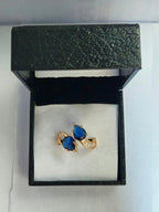 Luxury Dual-Stone Golden Adjustable Ring – Elegant Open-End Crystal Statement Ring