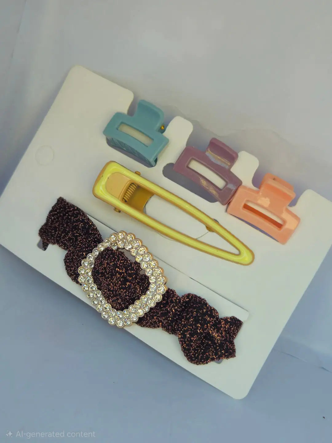 5-Piece Premium Hair Accessory Gift Set – Satin Scrunchie, Pearl Snap Clip & Mini Claw Catchers