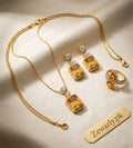 Elegant Necklace Set with Dual Stone Ring Combo for Women
