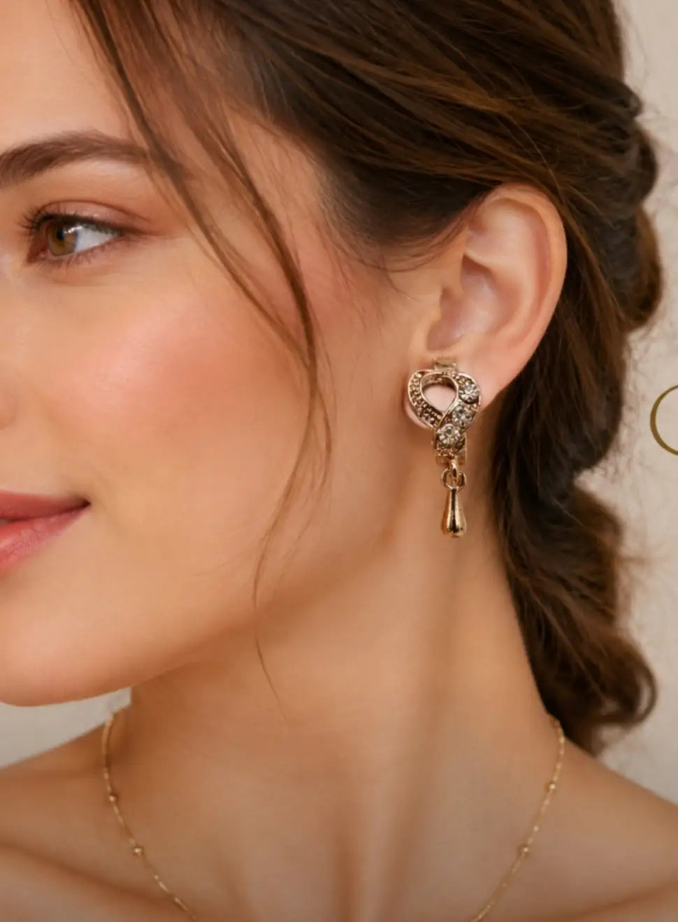 Infinity Twist Golden Hoop Earrings with Delicate Teardrop Charms – Modern Lightweight Dangle Hoops for Women