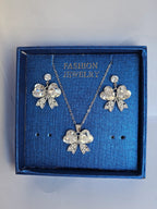 Silver Crystal Jewelry Set | Necklace & Earrings | Premium Gift Box – Zewarly.pk
