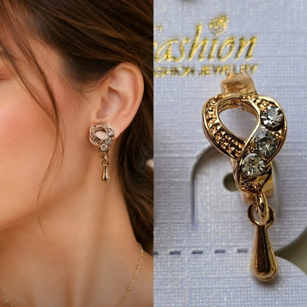Infinity Twist Golden Hoop Earrings with Delicate Teardrop Charms – Modern Lightweight Dangle Hoops for Women