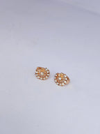 Floral Halo Golden Huggie Hoop Earrings with Sparkling Zircon Accents – Dainty Small Round Stud-Hoops for Women