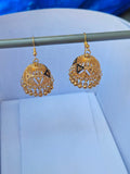 Traditional Gold-Plated Chandbali Jhumka Earrings with Delicate Pearl Drops – Festive Ethnic Wear