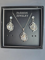 Silver Crystal Jewelry Set | Necklace & Earrings | Premium Gift Box – Zewarly.pk