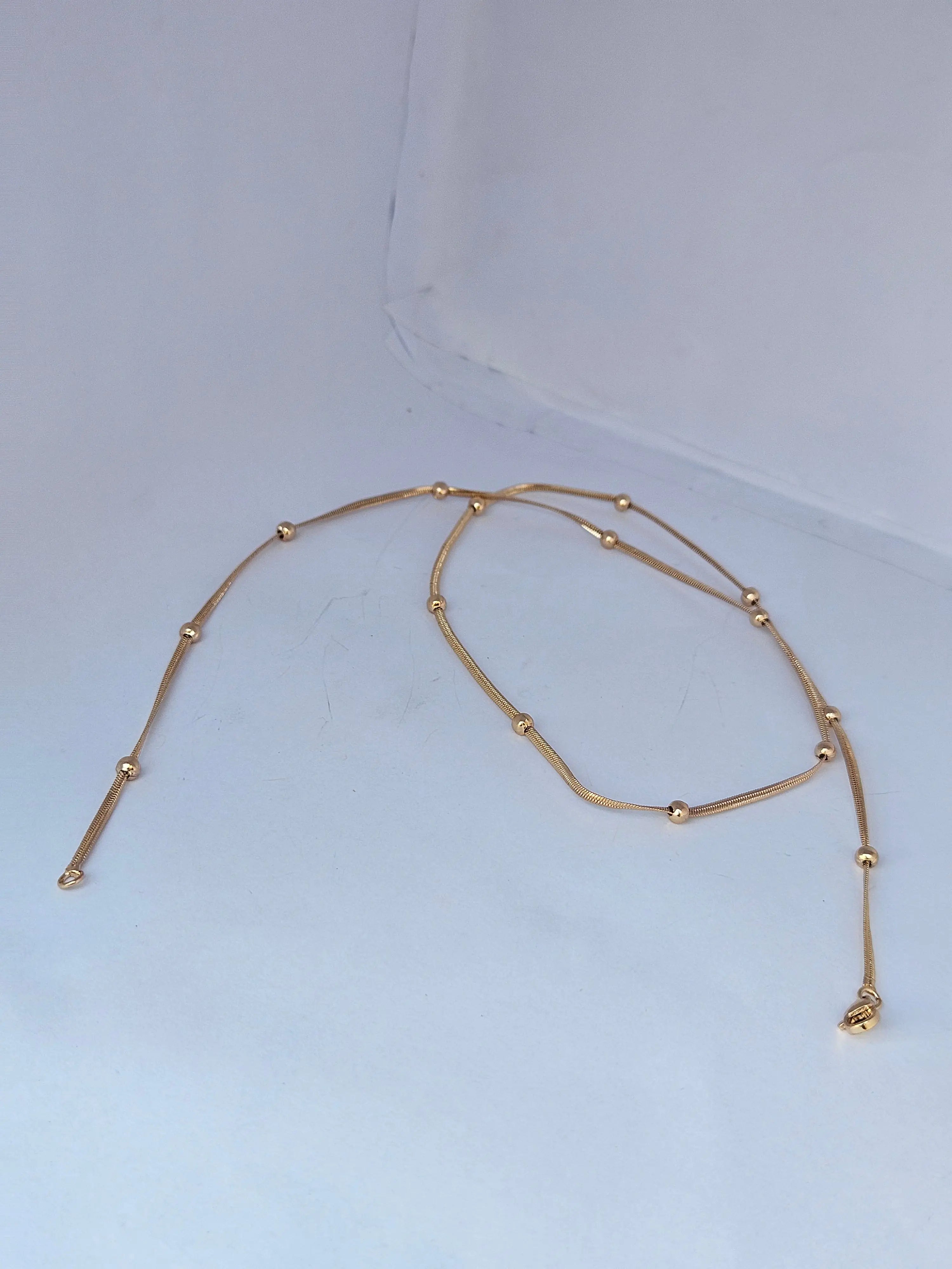 Classic Italian Style Snake Chain Necklace with Delicate Bead Accents – Minimalist Gold & Silver Plated Daily Wear Jewelry