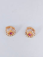Floral Halo Golden Huggie Hoop Earrings with Sparkling Zircon Accents – Dainty Small Round Stud-Hoops for Women
