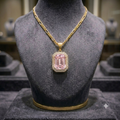 Gold Tone Emerald Cut Crystal Pendant Necklace | 6 Colors | Zewarly.pk