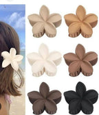 Pack of 4 Matte Flower Hair Claw Clips – Trendy Plumeria Floral Hair Accessories for Women & Girls