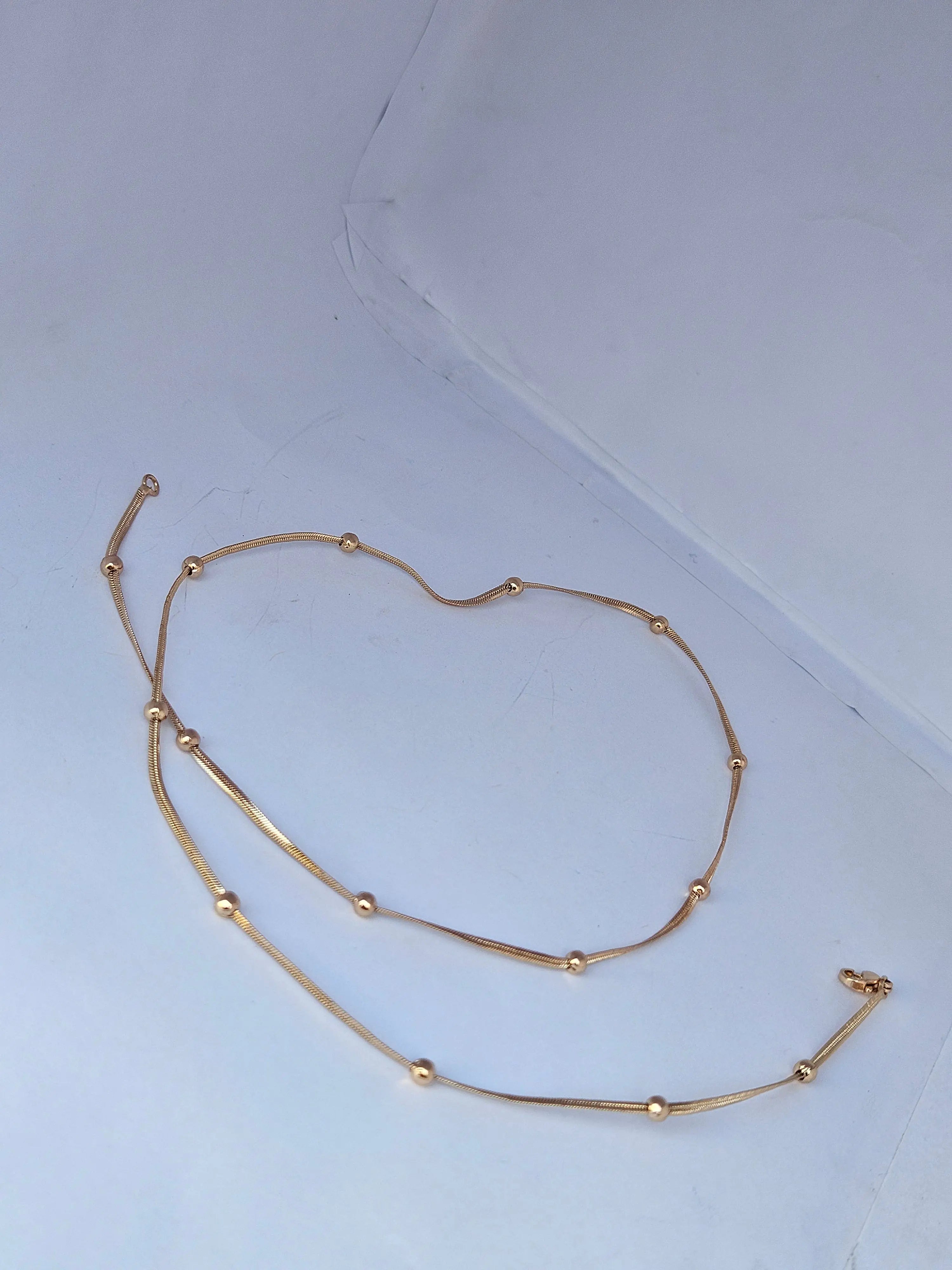 Classic Italian Style Snake Chain Necklace with Delicate Bead Accents – Minimalist Gold & Silver Plated Daily Wear Jewelry