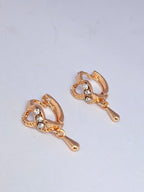 Infinity Twist Golden Hoop Earrings with Delicate Teardrop Charms – Modern Lightweight Dangle Hoops for Women