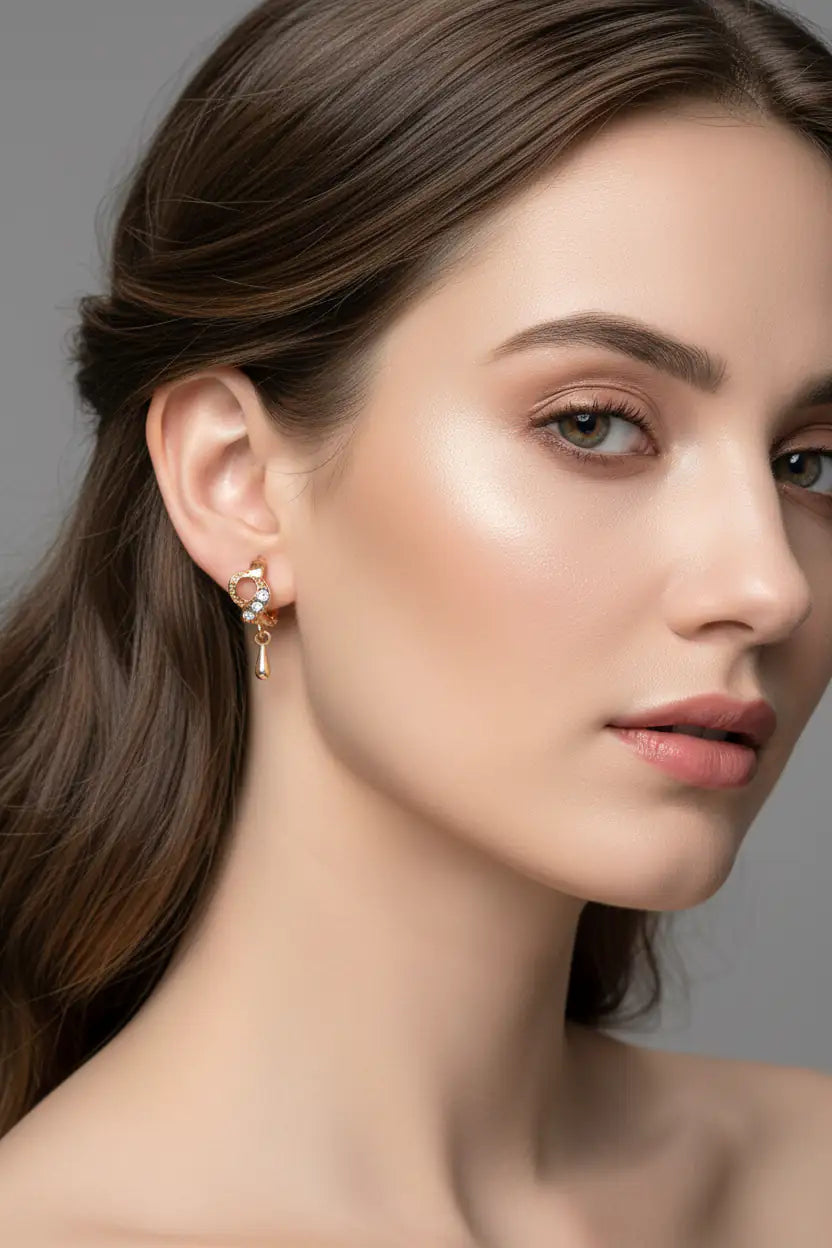 Infinity Twist Golden Hoop Earrings with Delicate Teardrop Charms – Modern Lightweight Dangle Hoops for Women
