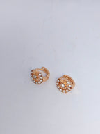 Floral Halo Golden Huggie Hoop Earrings with Sparkling Zircon Accents – Dainty Small Round Stud-Hoops for Women