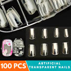 100 Pcs Clear Transparent Artificial Nails – Professional DIY Nail Tips for Extensions & Art