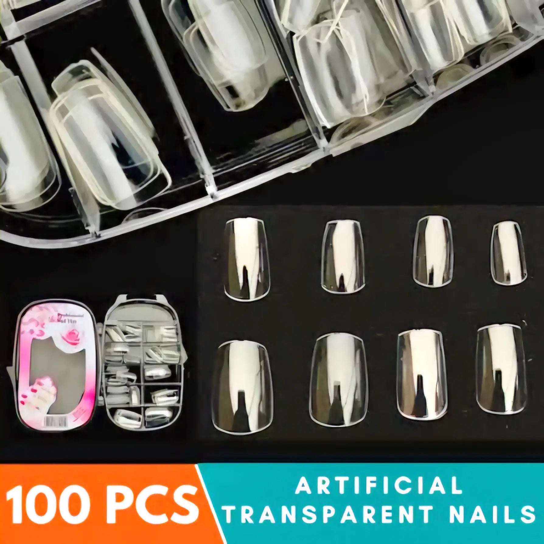 100 Pcs Clear Transparent Artificial Nails – Professional DIY Nail Tips for Extensions & Art