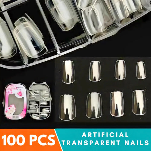 100 Pcs Clear Transparent Artificial Nails – Professional DIY Nail Tips for Extensions & Art