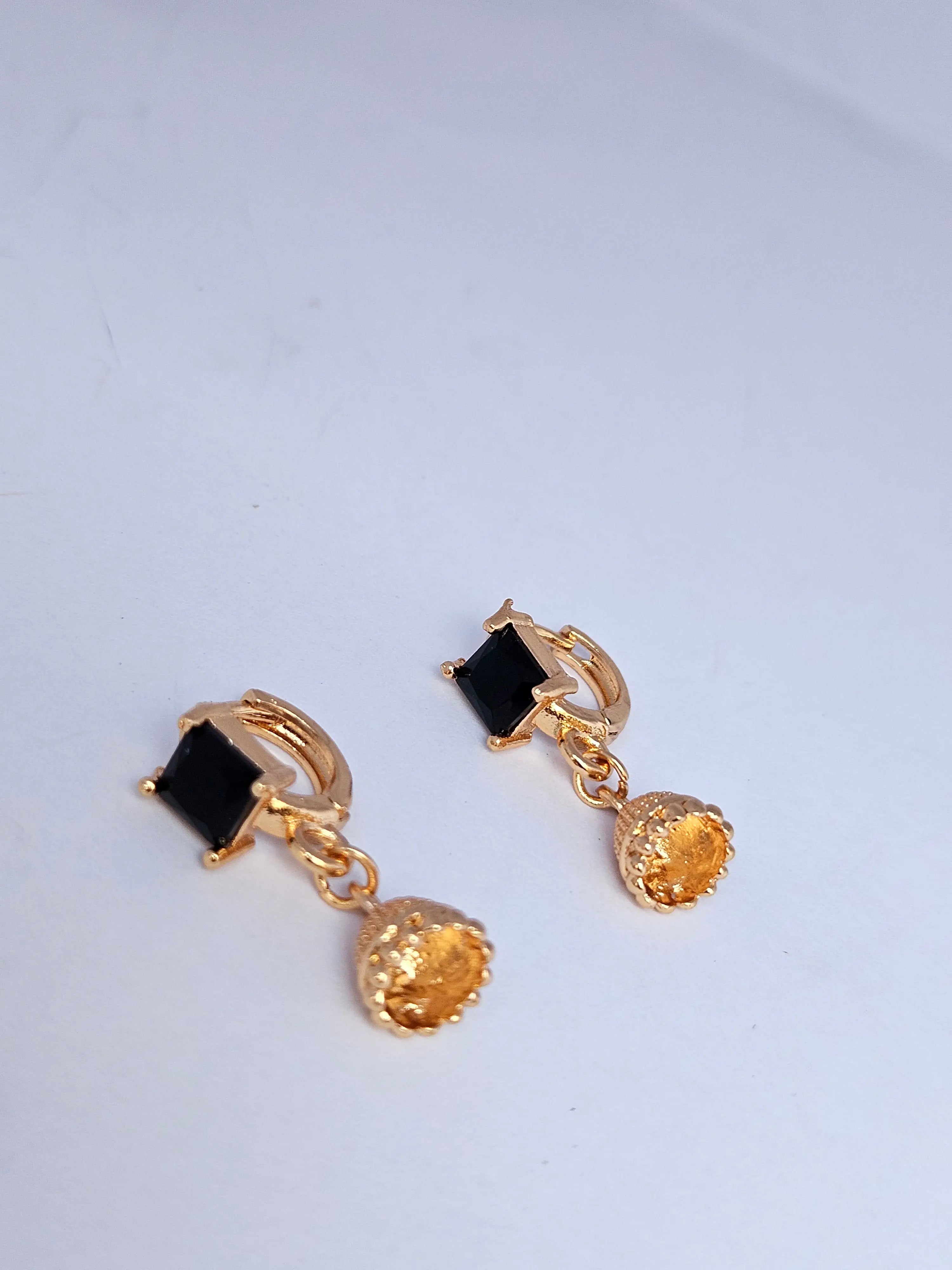 Elegant Gold-Plated Huggie Hoop Jhumka Earrings with Sparkling Crystal Studs – Traditional Ethnic Fusion Jewelry