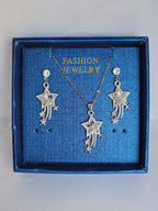 Silver Crystal Jewelry Set | Necklace & Earrings | Premium Gift Box – Zewarly.pk